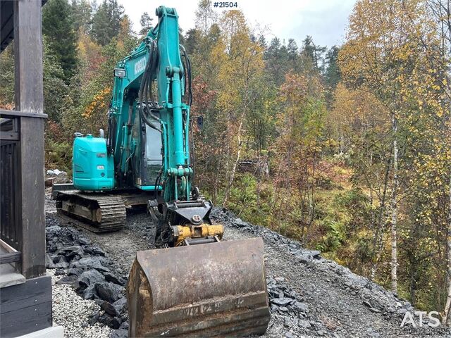 Pelle sur chenilles Kobelco Sk75SR-3E excavator w/ sanding bucket, rototilt an