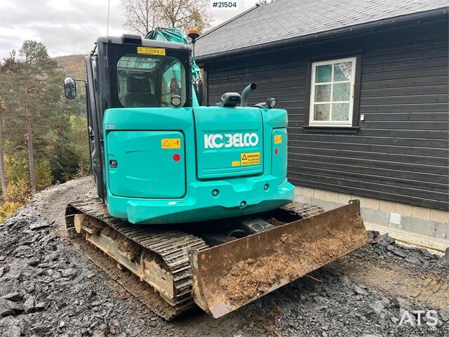 Pelle sur chenilles Kobelco Sk75SR-3E excavator w/ sanding bucket, rototilt an