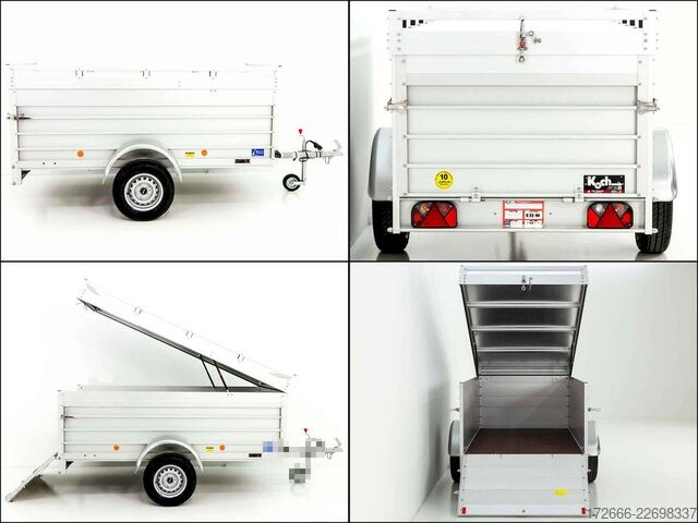Remolque de plataforma con cubierta Koch-Anhänger U4 250X125X80CM 750KG | 2XBWE | DECKELANHÄNGER