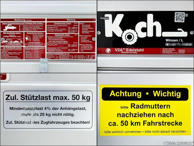 Remolque de plataforma con cubierta Koch-Anhänger U4 250X125X80CM 750KG | 2XBWE | DECKELANHÄNGER