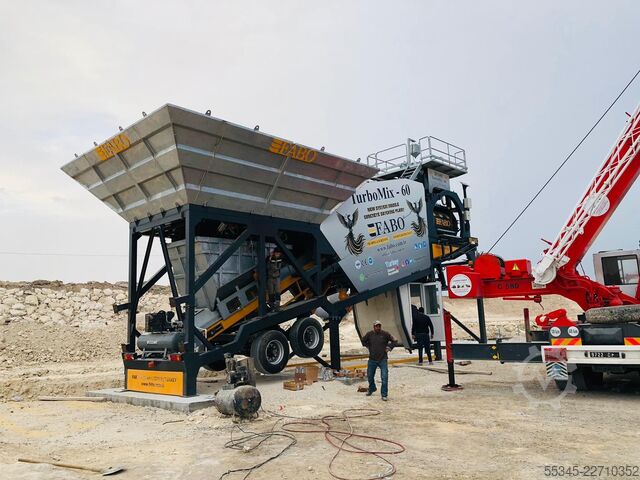  FABO Mobile Concrete Batching Plant 60 m3/h Mobile Concrete Batching Plant