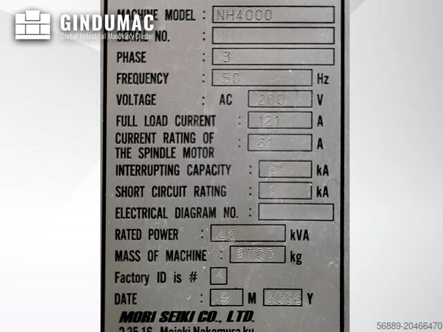 مركز التصنيع الأفقي MORI SEIKI NH 4000 DCG