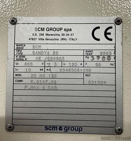 Geniş bantlı kalibrasyon ve zımpara makinesi SCM SANDYA 20 20 M3 135