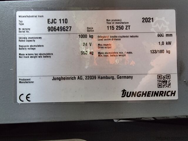 Hochhubwagen AMEISE, HOCHHUBWAGEN JUNGHEINRICH EJC 110 Li-Ion