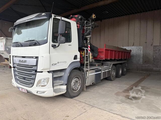 Transporte de contenedores (gancho elevador) DAF CF 480 FAQ +Fassi Kraan F235A2.24 + Containerha...