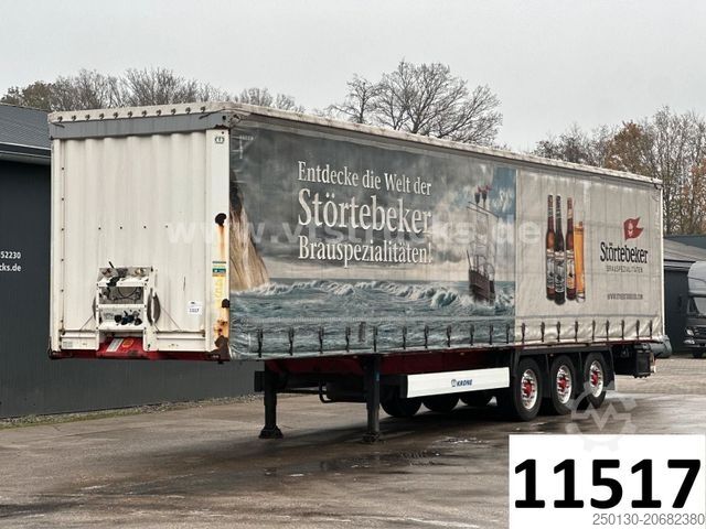 Brandalı açık yarı römork KRONE SD Pritsche+Plane, Edscha-Verdeck, Lenkachse