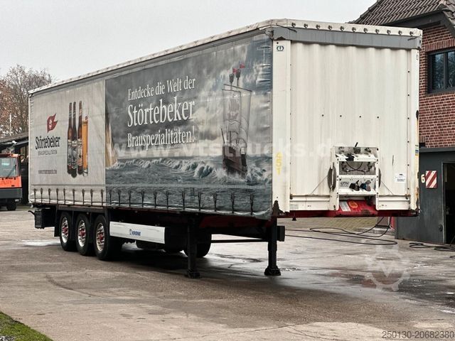 Brandalı açık yarı römork KRONE SD Pritsche+Plane, Edscha-Verdeck, Lenkachse
