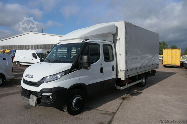 Transportador con plataforma y toldo iveco Daily 70C18H D70C DoKa LBW AHK Klima Tempomat Regaleinbauten COC Standheizung