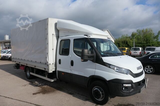 Transportador con plataforma y toldo iveco Daily 70C18H D70C DoKa LBW AHK Klima Tempomat Regaleinbauten COC Standheizung