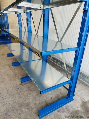 Konsolreol ca. 3,15 lfm. Kragarmregal mit Fachböden H: 250cm 140 kg/Arm META Multistrong