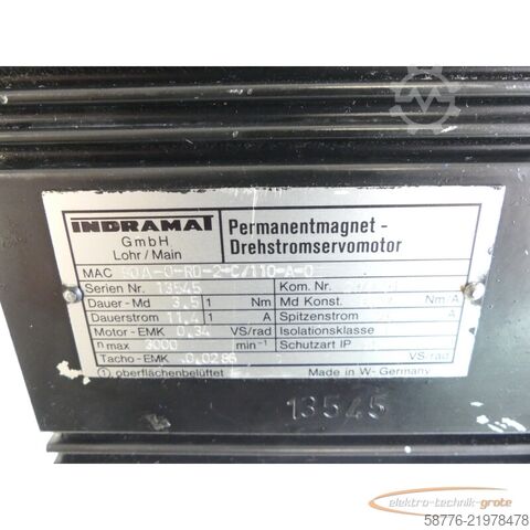وحدة تحكم Indramat Stator für  MAC 90A-0-RD-2-C / 110-A-0 Drehstromservomotor SN: 13545