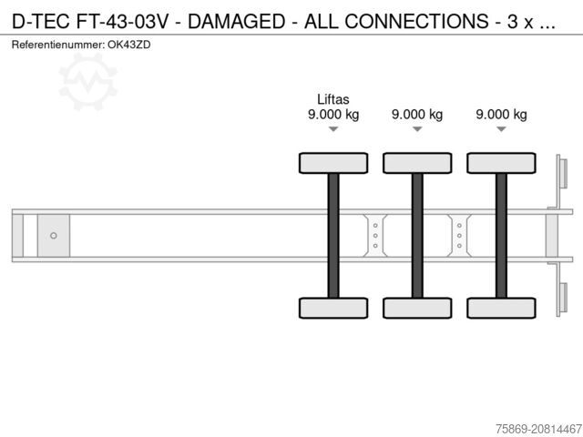 Transport de conteneurs D-TEC FT-43-03V - DAMAGED - ALL CONNECTIONS - 3 x EXT...