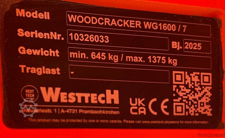Westtech WG1600 Greifer 7-jari / Gergaji / OQ70/55 / DEMO Westtech WG1600 7-Finger Greifer / Säge / OQ70/55 / DEMO