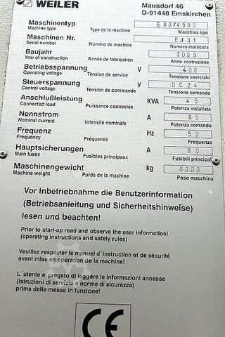 Máy tiện chính xác Weiler E 80 / 4500