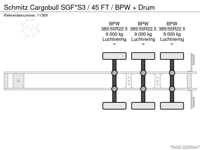 Контейнерные перевозки Schmitz Cargobull SGF*S3 / 45 FT / BPW + Drum