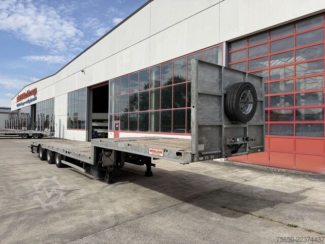 Low loader semitrailer Möslein STO 3 Schwebheim  3 Achs Satteltieflader Plato 45 t GGfür Fertigteile, Baumaschinen