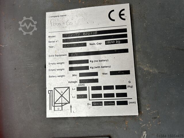 Forklift truck Toyota 8FGF18