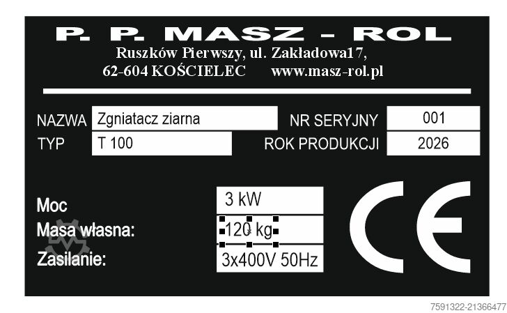 žemės ūkio mašina MASZ-ROL T 100