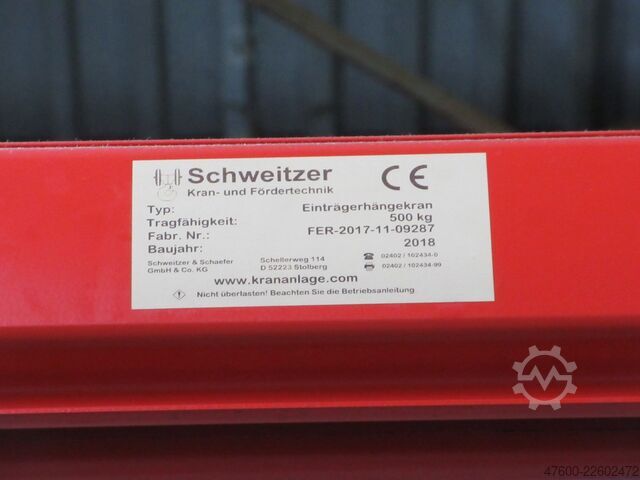 起重机顶棚 起重机 室内起重机 起重机跑道 Demag Portalkran KBK2-H Stahlbau 500KG Abus 500KG Kettenzug + Stahlbau