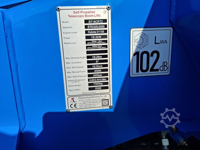 Nacelle télescopique Dingli BT18CRT2 | 2026