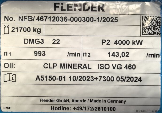 Transmissão Flender GmbH DMG3 size 22