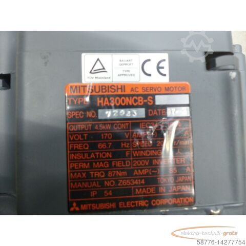 Mitsubishi HA300NCB-S SPECK NO 72043 + Encoder OSA104 SN J4AVP3X2C8L ungebr.