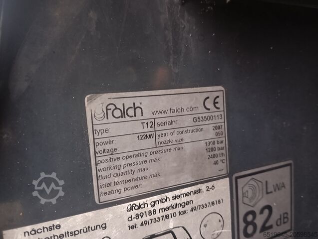 Jato de água de alta pressão FALCH, HAMMELMANN,URACA, KAMAT T12