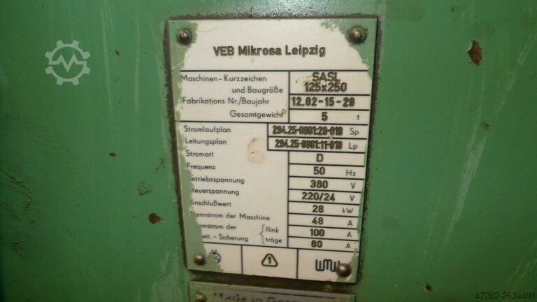 Bezcentrična brusilica SASL 200x300 WMW Mikrosa SASL 125 1A, 200x300, 125x250, KCH 63