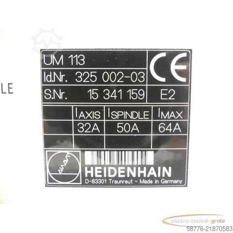 组成部分 Heidenhain UM 113 ID 325 002-03 SN15341159 generalüberholt mit 3 Mon. Gewährl.