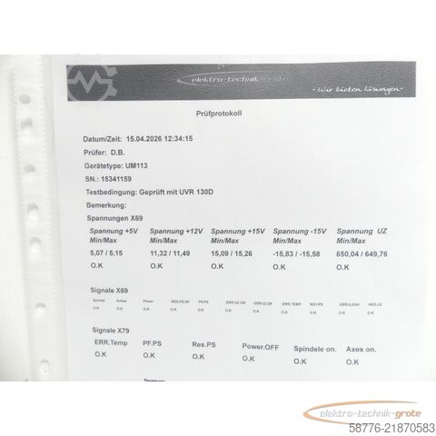 组成部分 Heidenhain UM 113 ID 325 002-03 SN15341159 generalüberholt mit 3 Mon. Gewährl.