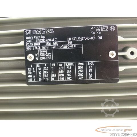 Motor Siemens Siemens 1LE1001-1CA63-4FA4 - Z SN:UD1301/1497540-001-001 !