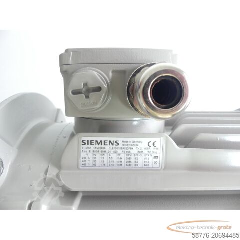 Motor Siemens Siemens 1LE10010EA422FB4 1,5kW Niederspannungsmotor SN: E1603/819088 24