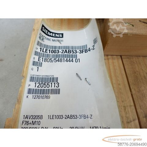 "Siemens" variklis Siemens 1LE1003-2AB53-3FB4 - Z / 1AV3205B Drehstrommotor - ! -