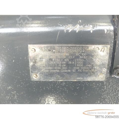 西门子电机 Siemens 1PH6107-4NF46 AC-HSA Motor ohne Lüfter und Geber SN:EDN60209506004