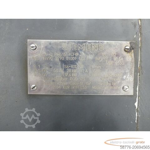 Siemens-motor Siemens 1PH6137-4CF49 - Z Hauptspindelmotor SN:E1W92229001001