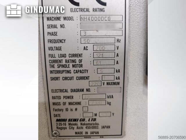 Horizontalni obradni centar MORI SEIKI NH 4000 DCG