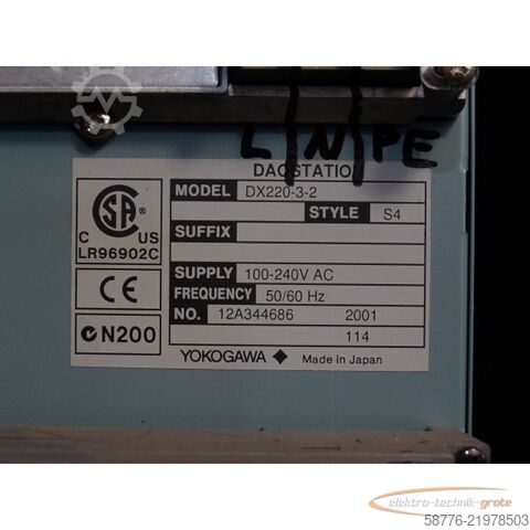 Komponent  Yokagawa  DX220-3-2  DAQSTATION , Style S4 SN:12A344686