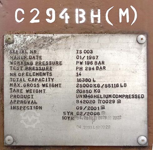 Tankauflieger Fruehauf Gas, compressed helium, hydrogen