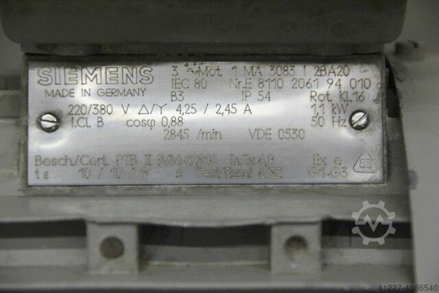 Ηλεκτρικός κινητήρας 1,1 kW 2845 Rpm Siemens 1 MA 3083 / 2BA20