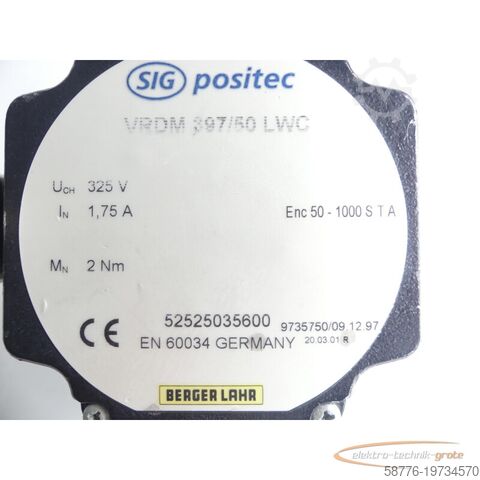Motor Berger Lahr Berger Lahr VRDM 397/50 LWC SIG Positec 52525035600 Schrittmotor SN: 9735750