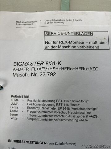 4 taraflı universal planya makinesi REX Bigmaster 8 / 310 K
