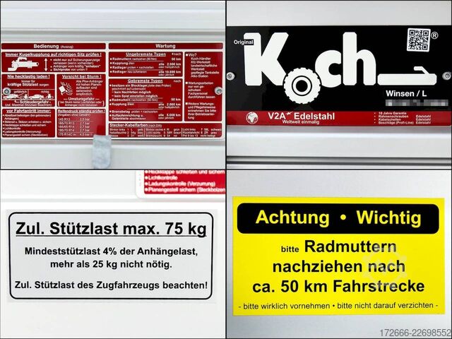  Koch-Anhänger U6 250X150X45CM 750KG TIEFLADER