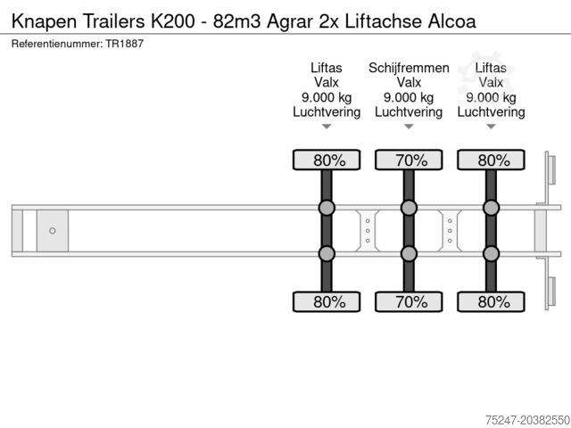 Подвижен под Knapen Trailers K200 - 82m3 Agrar 2x Liftachse Alcoa