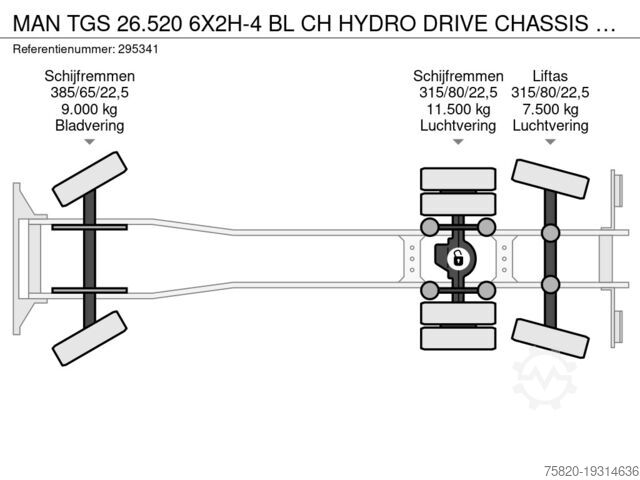 Sasis dengan kabin MAN TGS 26.520 6X2H-4 BL CH HYDRO DRIVE CHASSIS CAB...