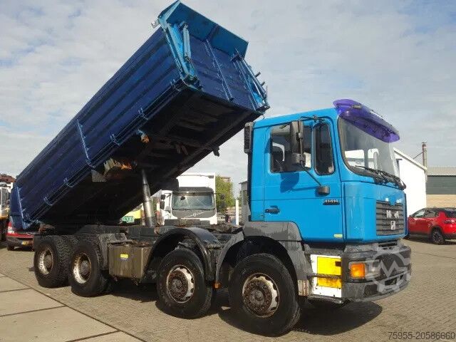 Volquete de 3 lados MAN 41-414 MEILLER KIPPER 8X4,MANUAL POMP