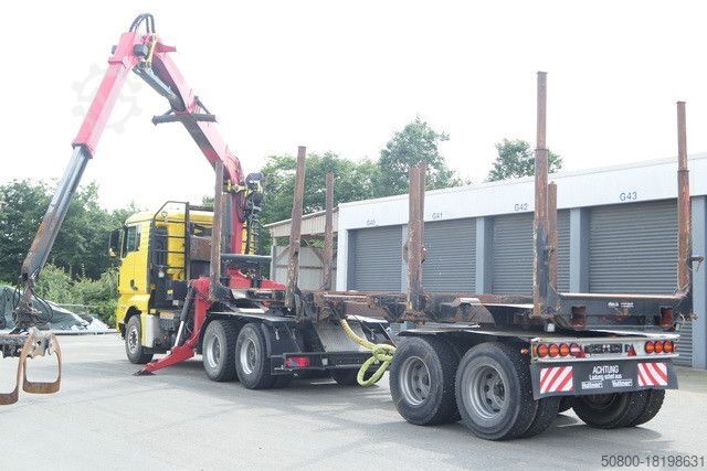 Kamion za izvlačenje drveta MAN 26.540 TGX 6x4, Kombizug, Huttner LNZK 20