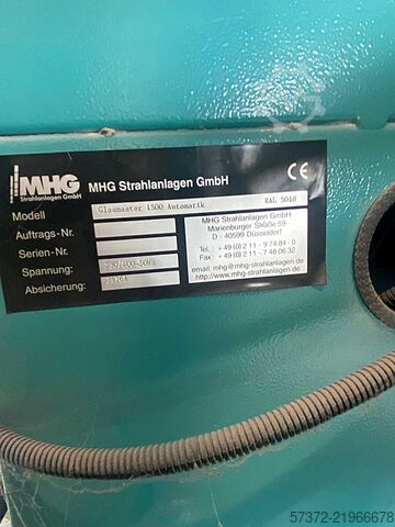 Vertical Glass Sandblasting Machine MHG Strahlanlagen GmbH Glasmaster 1500 Automatik