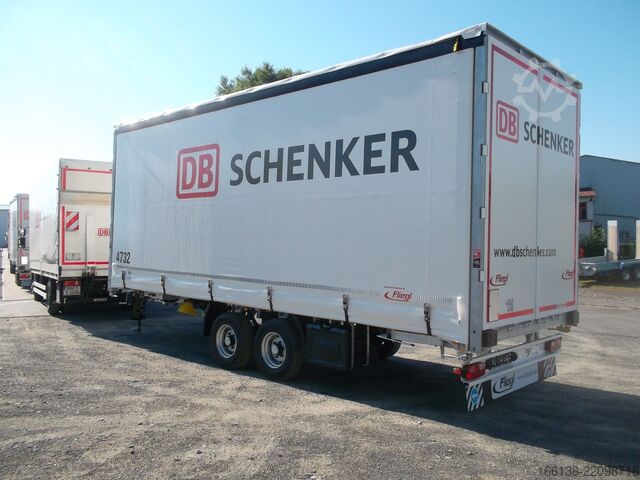 Open trailer with tarp FLIEGL Tandem-Plattform-Anhänger Durchlader