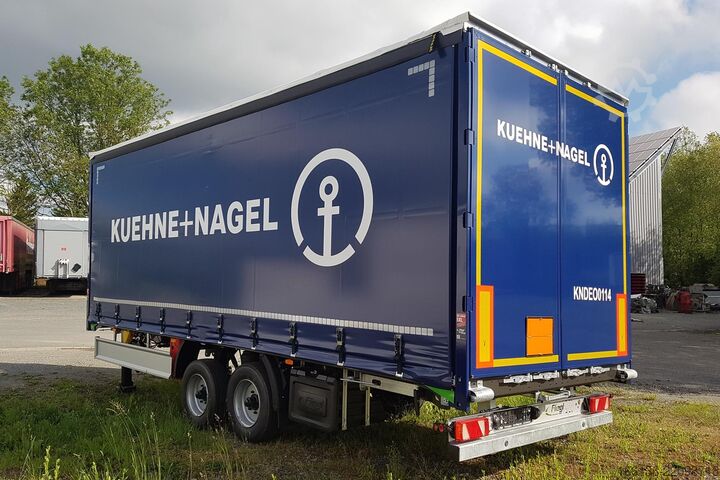 Open trailer with tarp FLIEGL Tandem-Plattform-Anhänger Durchlader
