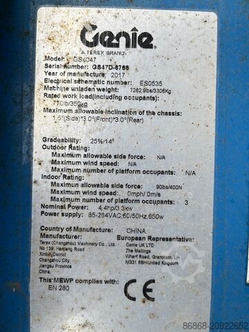 Xe nâng cắt kéo đã qua sử dụng Genie GS4047 (2017) với pin mới! GENIE GS4047